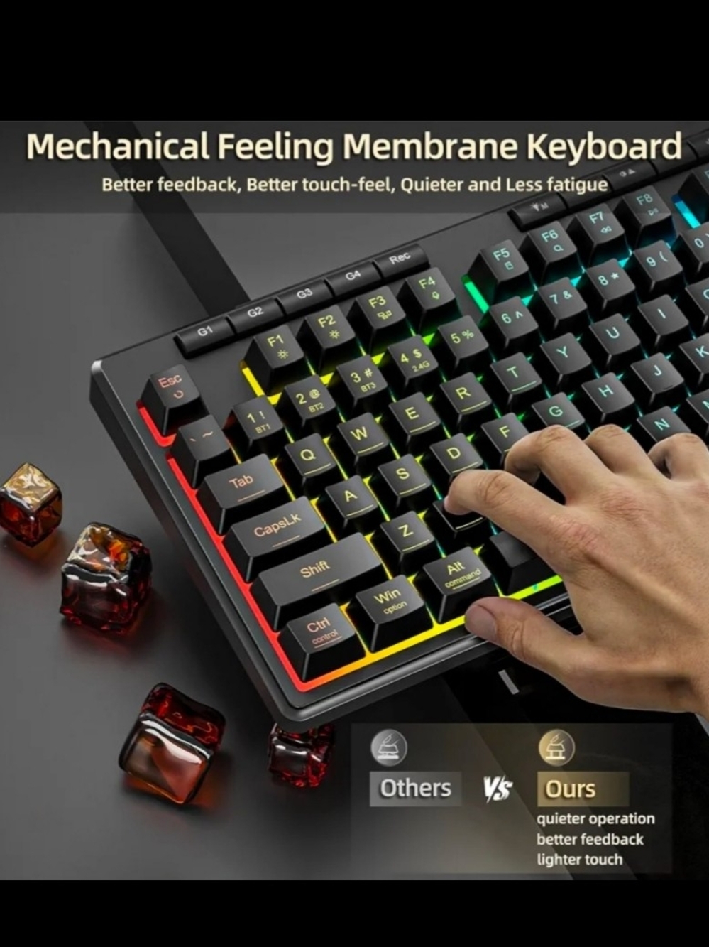 Redragon Varro Pro Wireless Gaming Keyboard, RGB Backlit